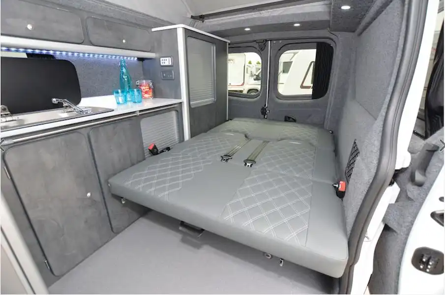 The bed in the Creative Campervans X-Plorer (Click to view full screen)