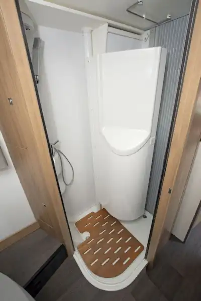 The shower in the Adria Matrix Axess 600 SC motorhome (Click to view full screen)