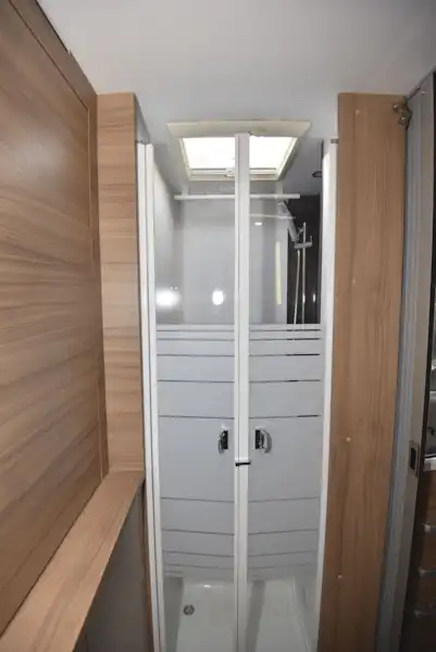 The shower in the Adria Matrix Plus 600 DT motorhome (Click to view full screen)