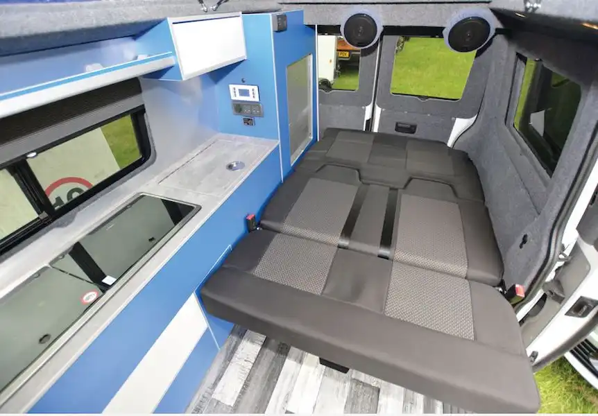The bed in The Camper Factory Sleek campervan (Click to view full screen)
