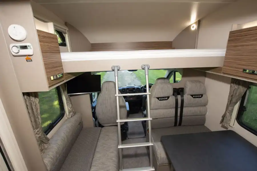 The drop down bed in the Swift Edge 476 Black Edition motorhome (Click to view full screen)
