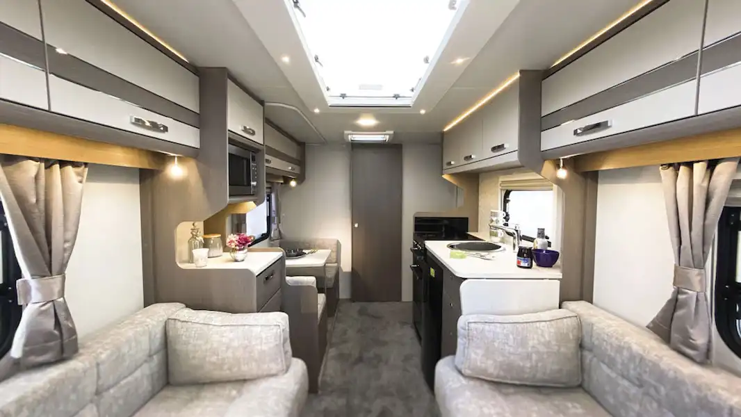 The dining area in the Lunar Clubman ES caravan (Click to view full screen)