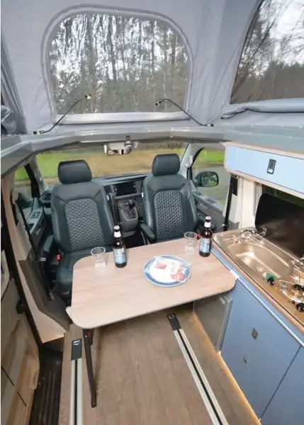 The Ecowagon Expo+ campervan cab view (Click to view full screen)
