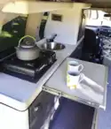 The kitchen in the Stimson Free Spirit campervan 