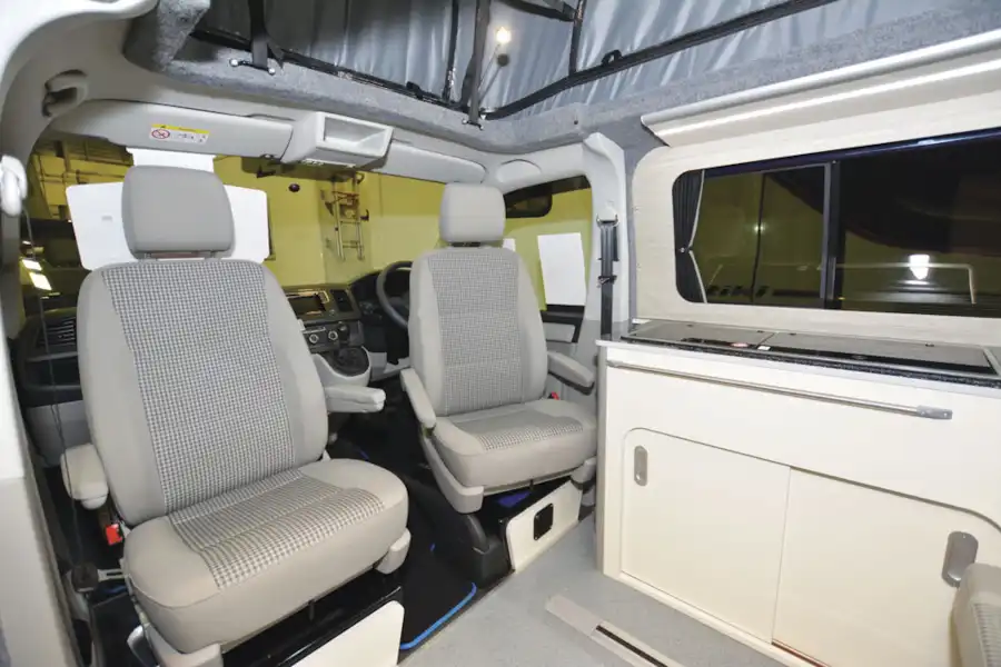Cab seats in the A1 Camper Conversions Explorer campervan (Click to view full screen)