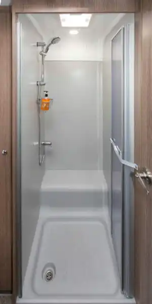 The shower walls and tray are stone effect (Click to view full screen)