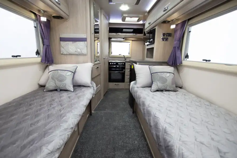 Twin beds are an alternative in the Auto-Sleepers Broadway EK TB LP motorhome (Click to view full screen)