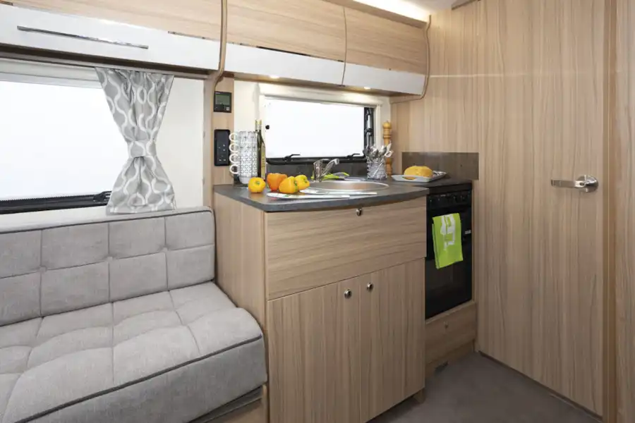 The kitchen in the Bailey Phoenix + 640 caravan (Click to view full screen)