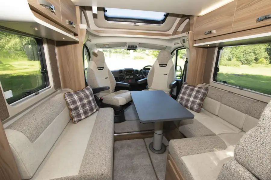 A view of the lounge and cab in the Swift Escape 604 (Click to view full screen)