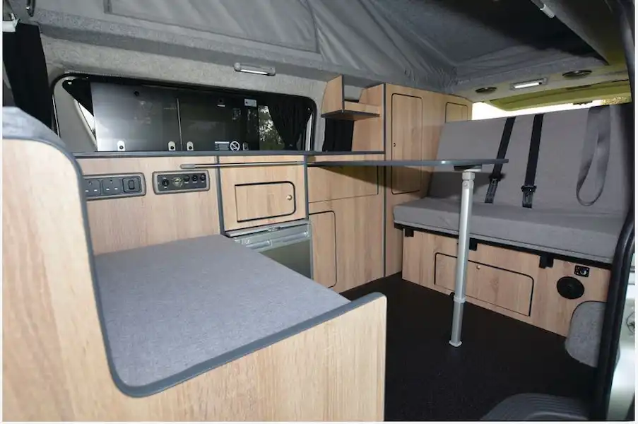 The Poplar Motors Kestrel campervan interior (Click to view full screen)