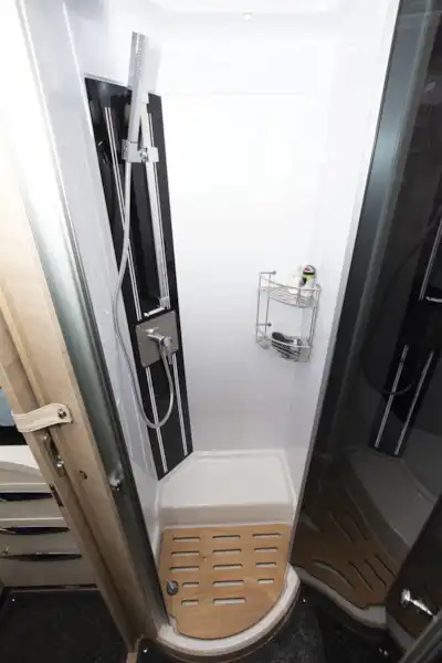 The shower in the Mobilvetta Tekno Line K-Yacht 85 motorhome (Click to view full screen)