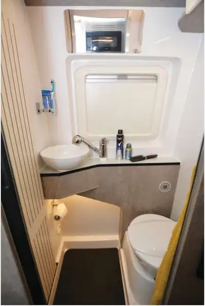The WildAx Altair high-top campervan washroom (Click to view full screen)
