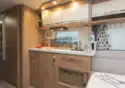 The kitchen in the Knaus Northstar 590 caravan