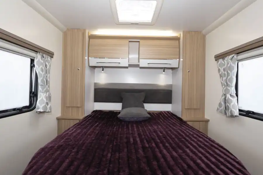 The bedroom in the Bailey Phoenix + 640 caravan (Click to view full screen)