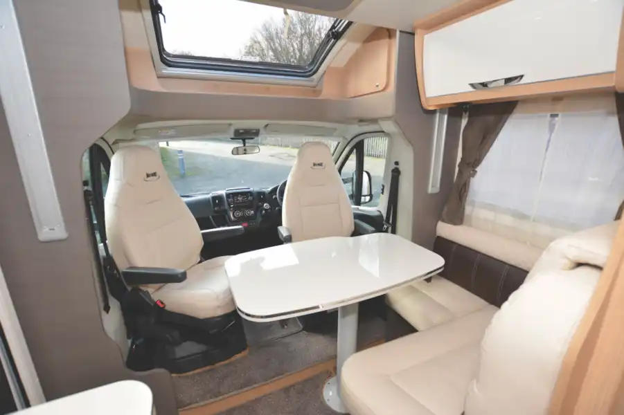 The cab and lounge area in the McLouis Fusion 330 motorhome (Click to view full screen)