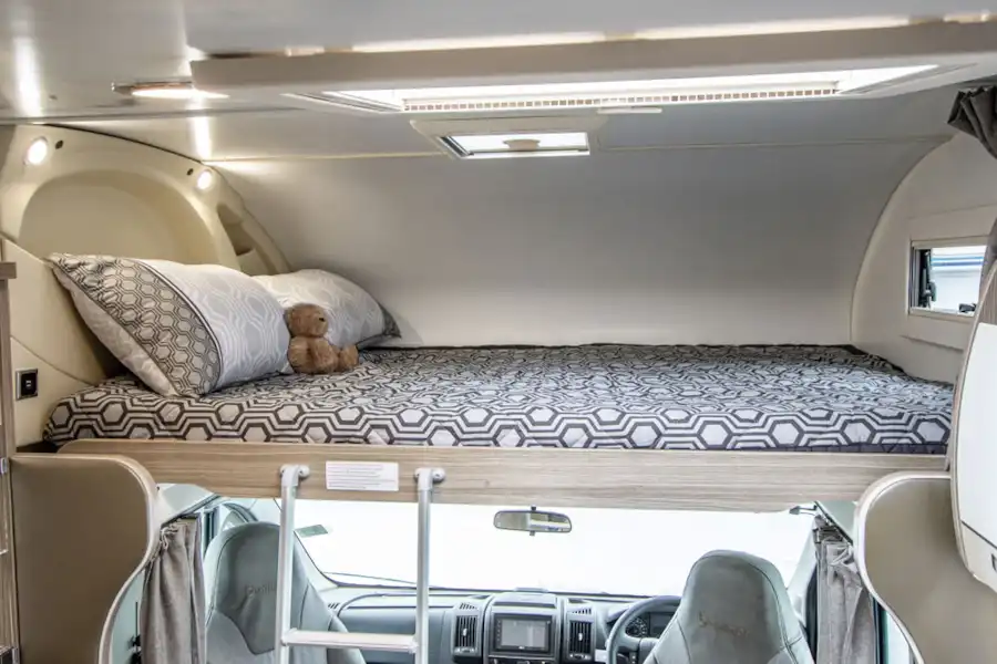The overcab bed in the Benimar Primero 331 motorhome (Click to view full screen)