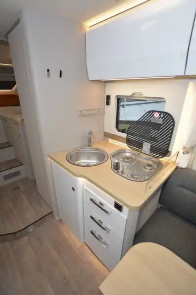 The kitchen in the Hymer T-Class S 685 motorhome (Click to view full screen)