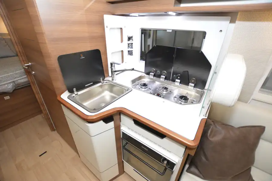 The kitchen in the Rapido 8086dF motorhome (Click to view full screen)