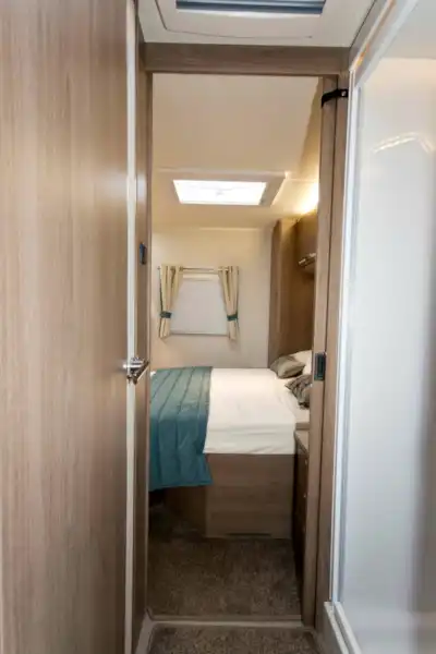 A sliding door closes the bedroom off from the shower and toilet compartments  (Click to view full screen)