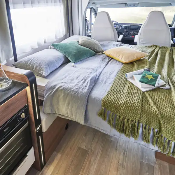 The electric drop down bed in the Pilote Pacific P696D motorhome (Click to view full screen)