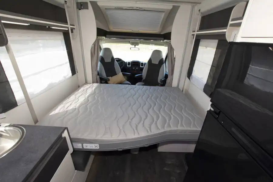 The drop down bed in the Chausson 650 motorhome (Click to view full screen)