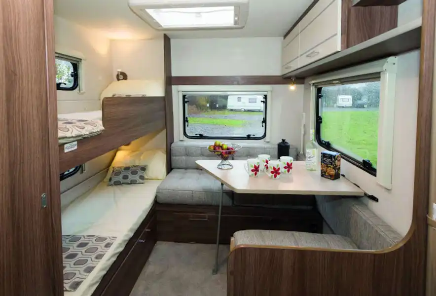 The rear room space for play, dining, sleeping and a through window for towing (Click to view full screen)