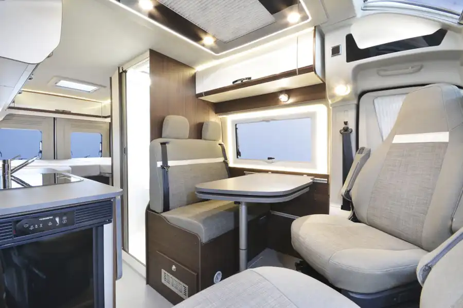 The interior of the Globecar Summit Prime 540 campervan (Click to view full screen)
