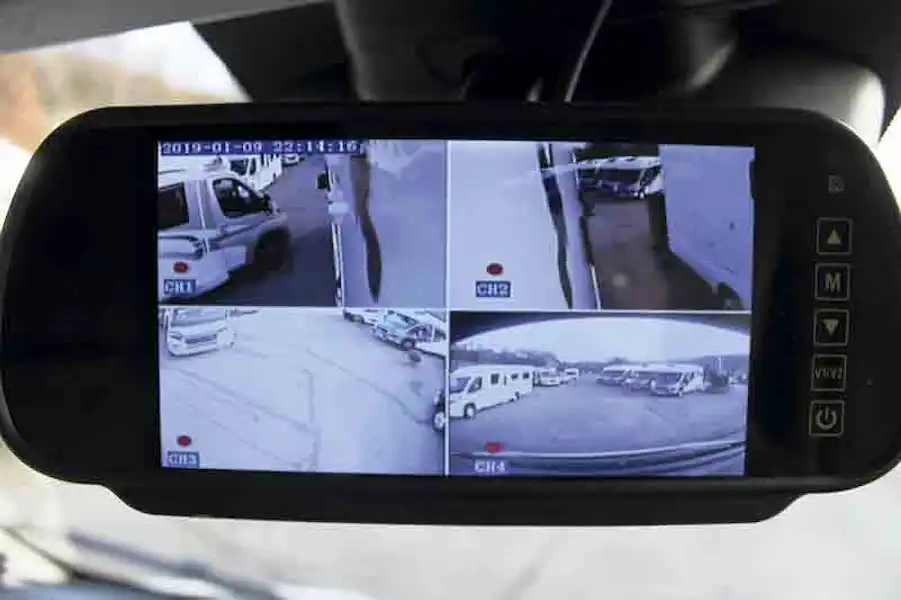 Monitor, linked to the four-camera CCTV system (Click to view full screen)