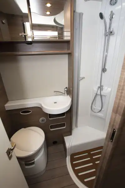 The washroom in the Knaus Live I 700 MEG motorhome (Click to view full screen)