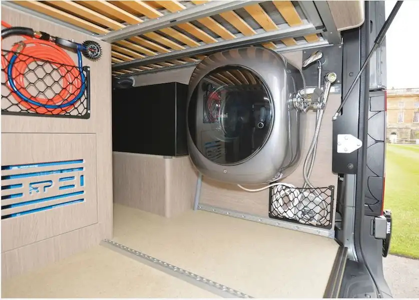 The RP Rebellion campervan optional washing machine (Click to view full screen)
