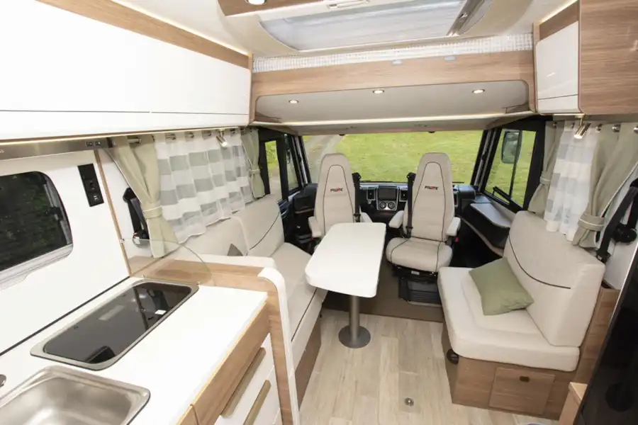 The lounge and cab in the Pilote Galaxy G720FC motorhome (Click to view full screen)
