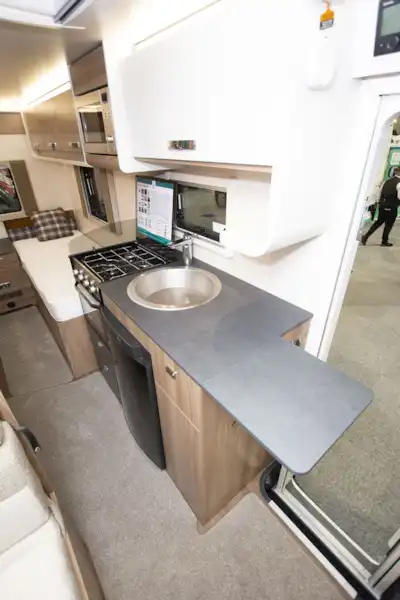 The kitchen in the Swift Escape Compact C502 motorhome (Click to view full screen)
