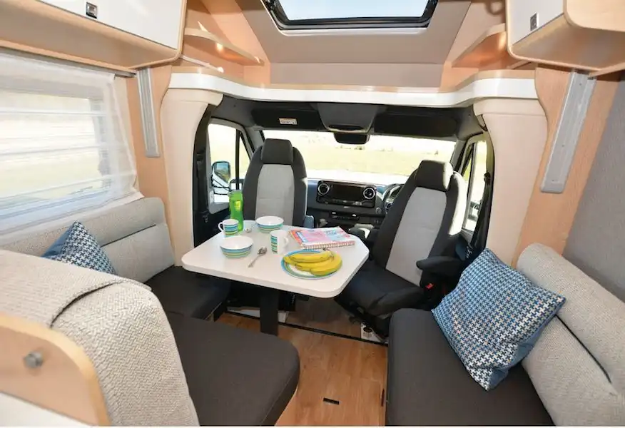 The Hymer B-Class ModernComfort T 550 WhiteLine low-profile motorhome cab view (Click to view full screen)