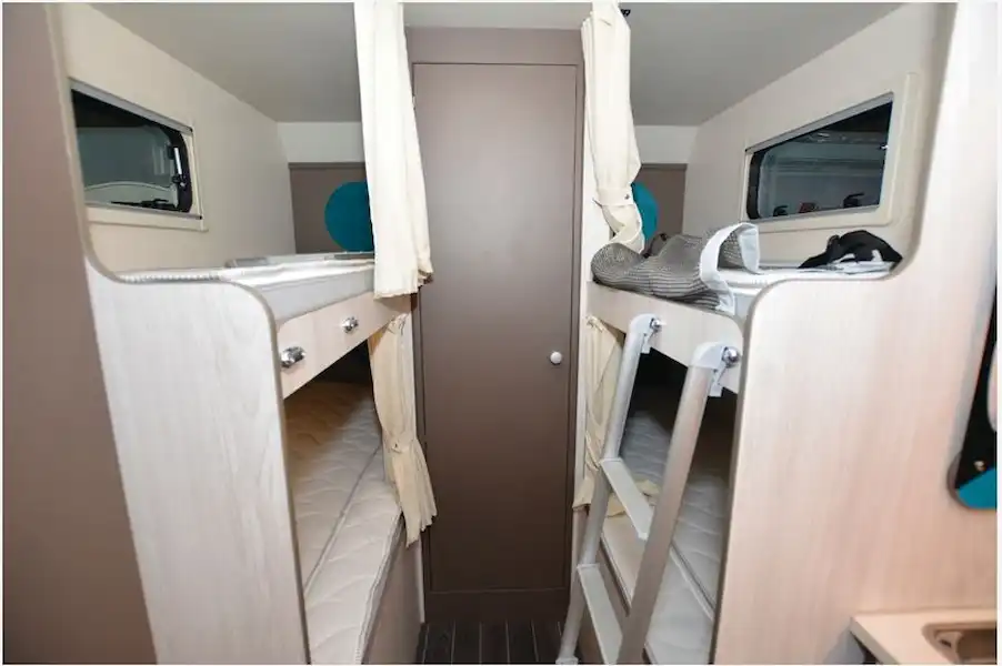 The Rimor Kilig 50 overcab motorhome bunk beds (Click to view full screen)