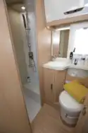The washroom and shower in the McLouis Fusion 360 motorhome