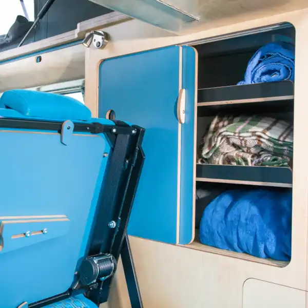 Storage in the Cambee Classic GT campervan (Click to view full screen)