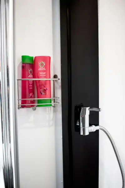 The shower in the Benimar Mileo 202 motorhome (Click to view full screen)