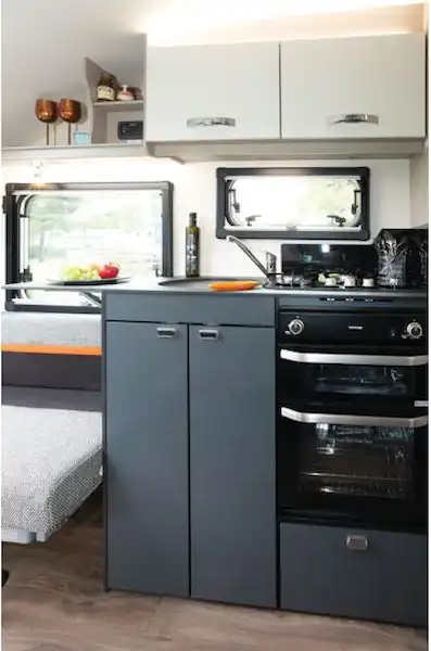 The kitchen in the Swift Basecamp 4 (Click to view full screen)