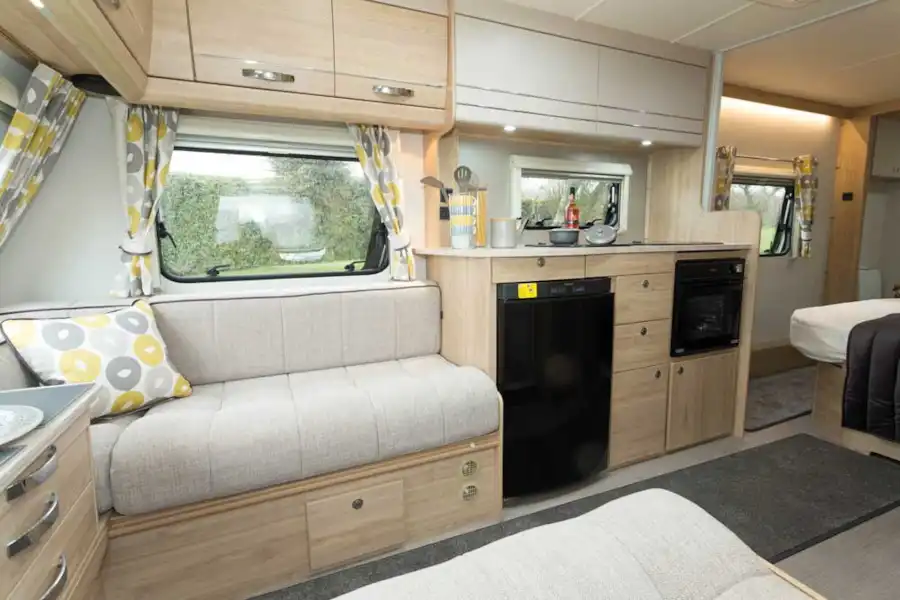 The Xplore 554 has pale upholstery and light woodwork (Click to view full screen)
