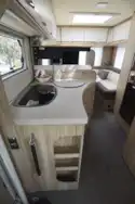 The neat side kitchen in the Eura Mobil Integra Line 650 HS motorhome