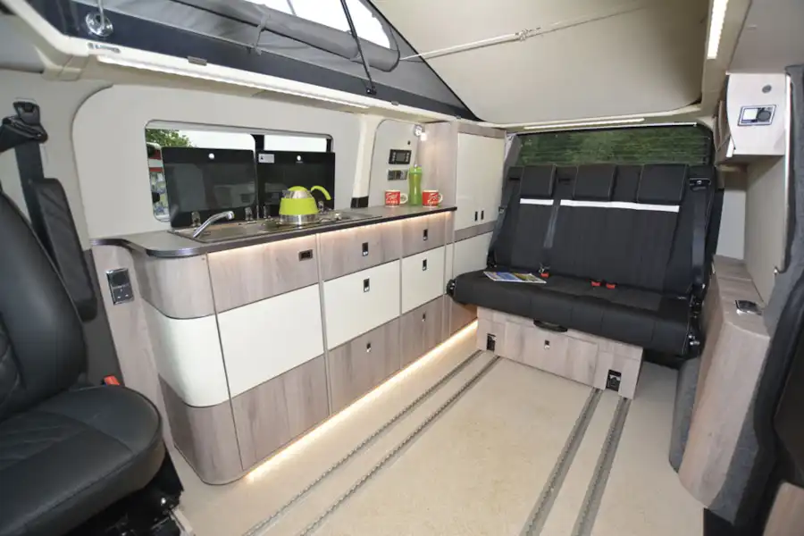 The interior of the WildAx Proteus campervan (Click to view full screen)