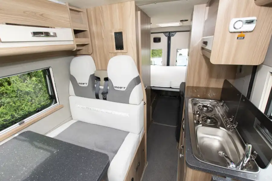 The interior of the Swift Select 174 campervan (Click to view full screen)