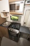 The kitchen in the Swift Escape 604