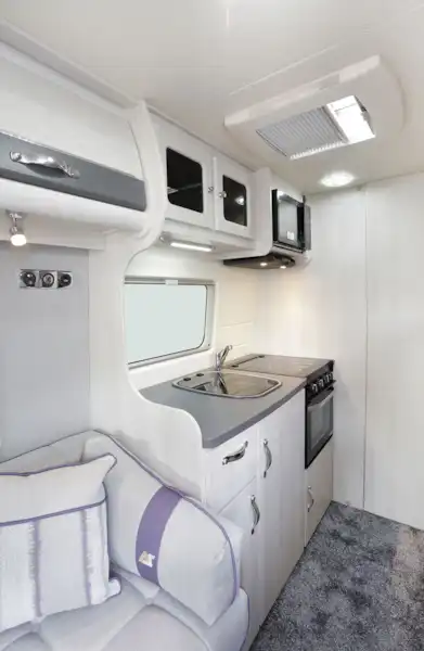 The kitchen in the Auto-Sleeper Kemerton XL campervan (Click to view full screen)