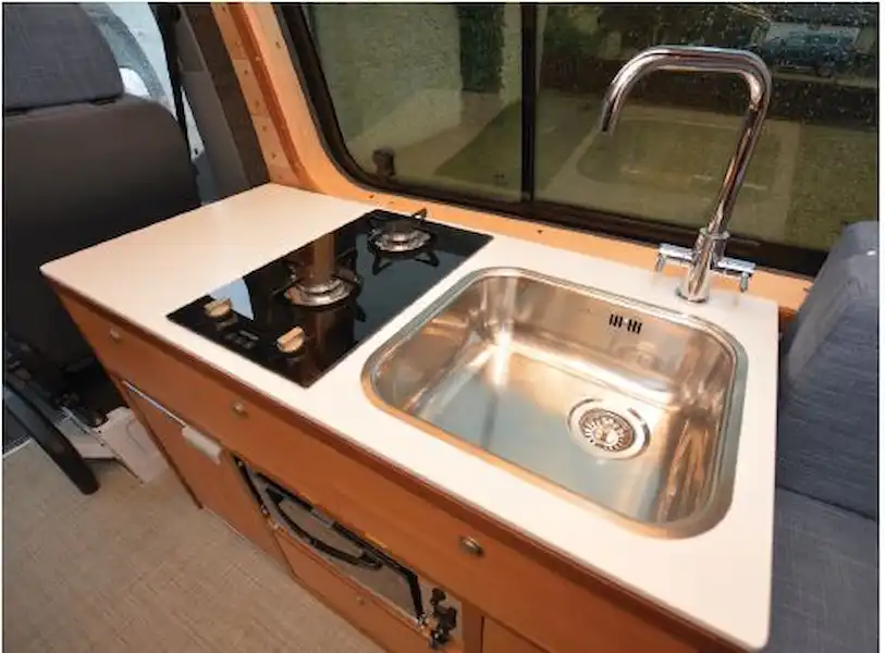 The Winby Land Yacht campervan kitchen (photo courtesy of James Winby) (Click to view full screen)