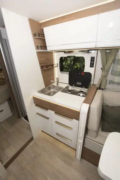 The kitchen in the Pilote Galaxy G720FC motorhome (Click to view full screen)