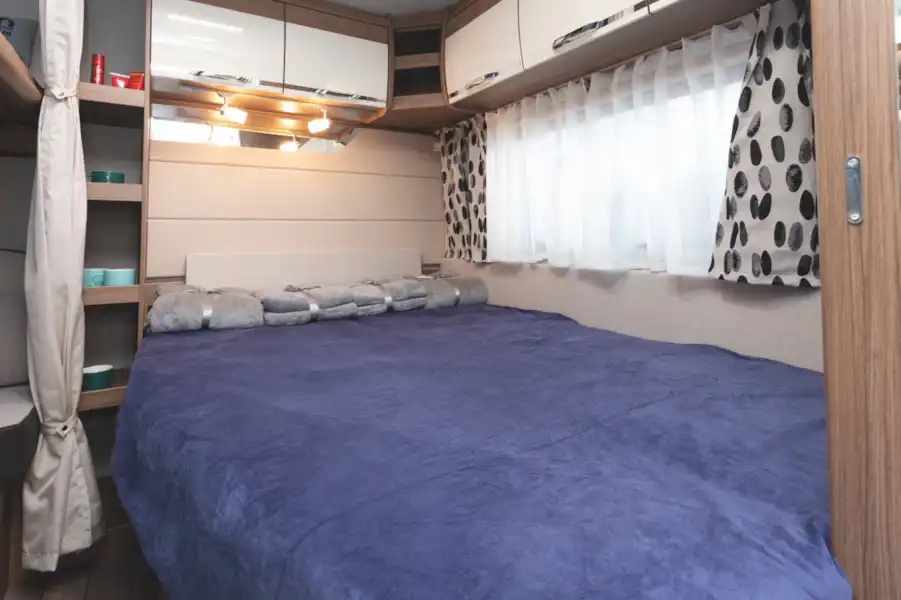 The bed area in the Knaus Northstar 590 caravan (Click to view full screen)