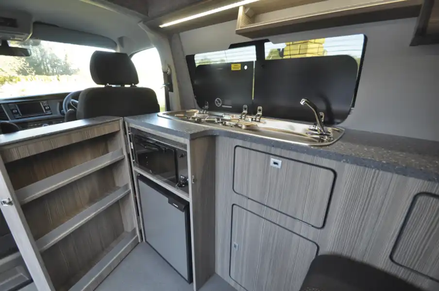 The interior of the Heart of England Velare campervan (Click to view full screen)