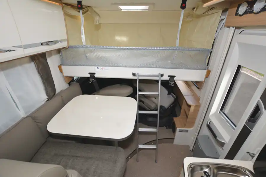 The drop down bed in the Dethleffs Globebus I6 (Click to view full screen)