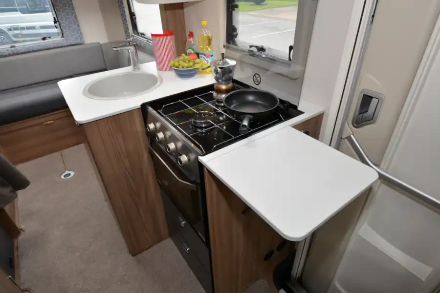 L-shaped galley has worktop extension (Click to view full screen)
